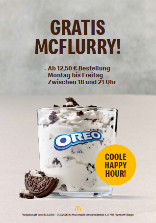 Gratis Mc Flurry ab einer Bestellung von 12,50€