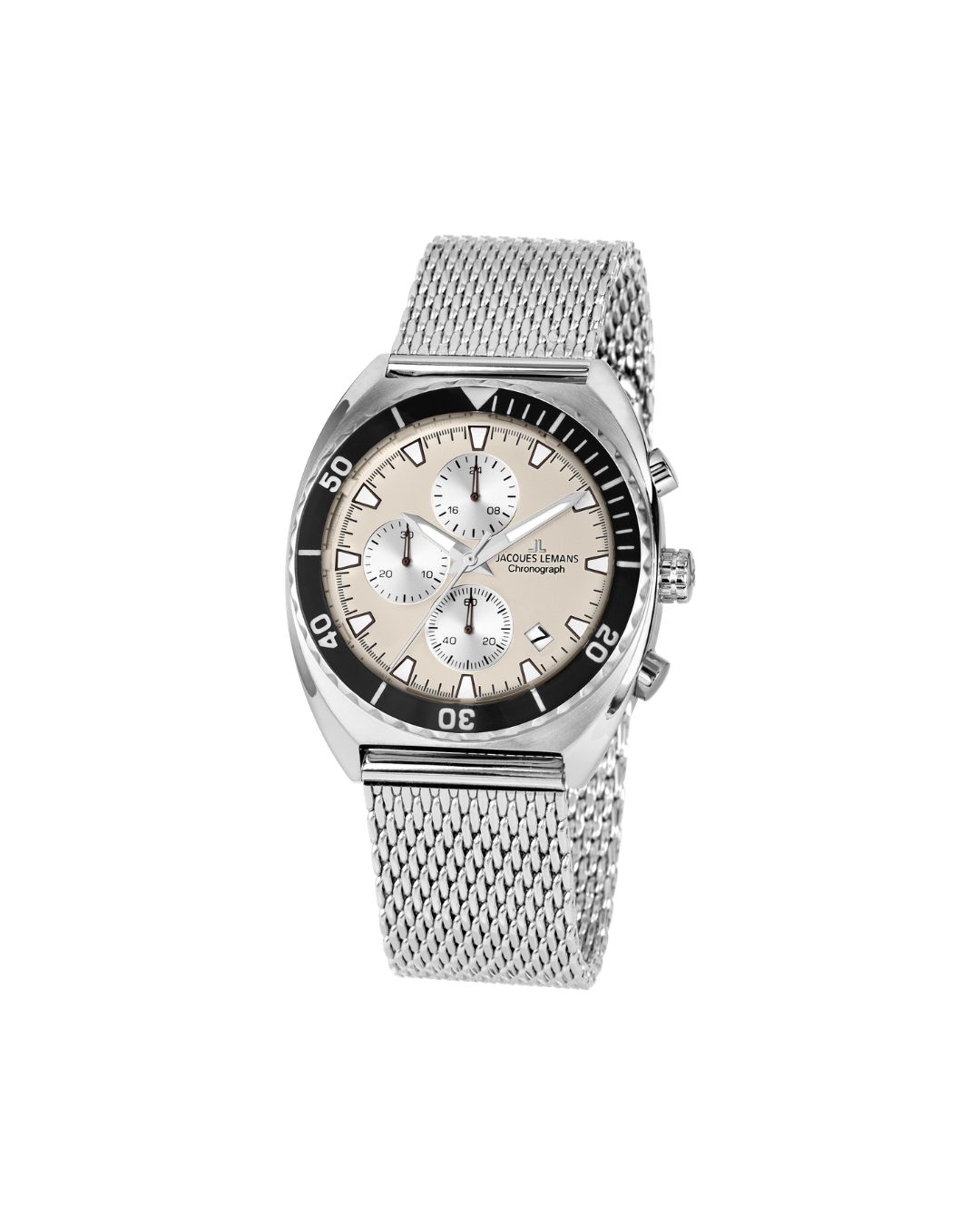 Hochwertiger Chronograph mit markanter Lünette und Edelstahlband