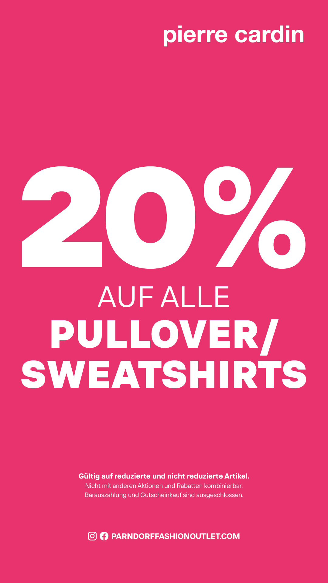 20% auf alle Pullover und Sweatshirts!
