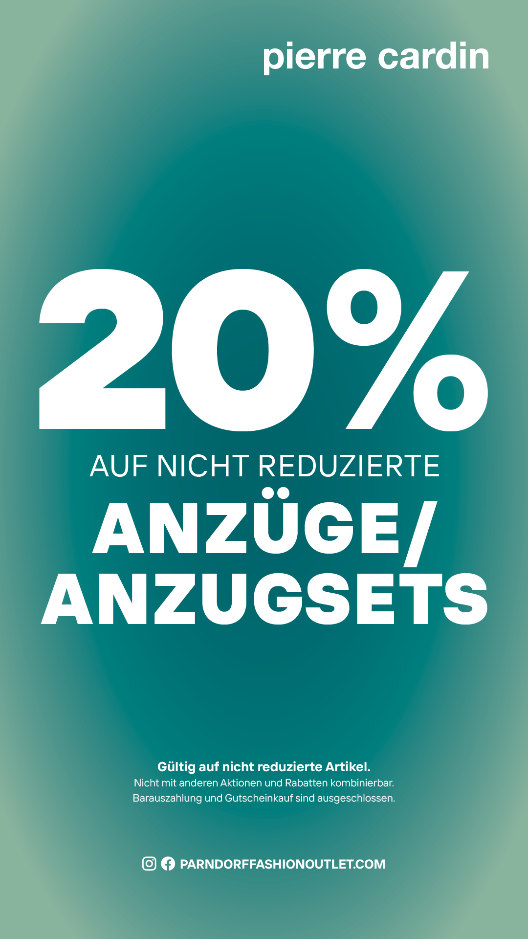 20% auf alle Anzüge und Anzugsets!